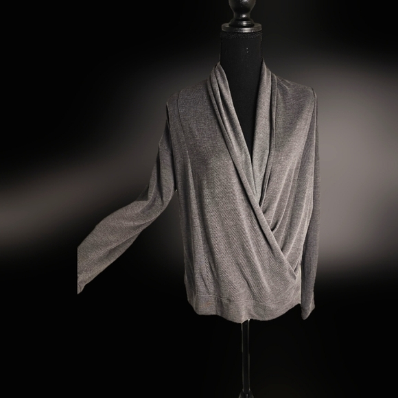 Super Soft and Lightweight M&S Collection Faux Wrap Style Top in Grey - Picture 1 of 9